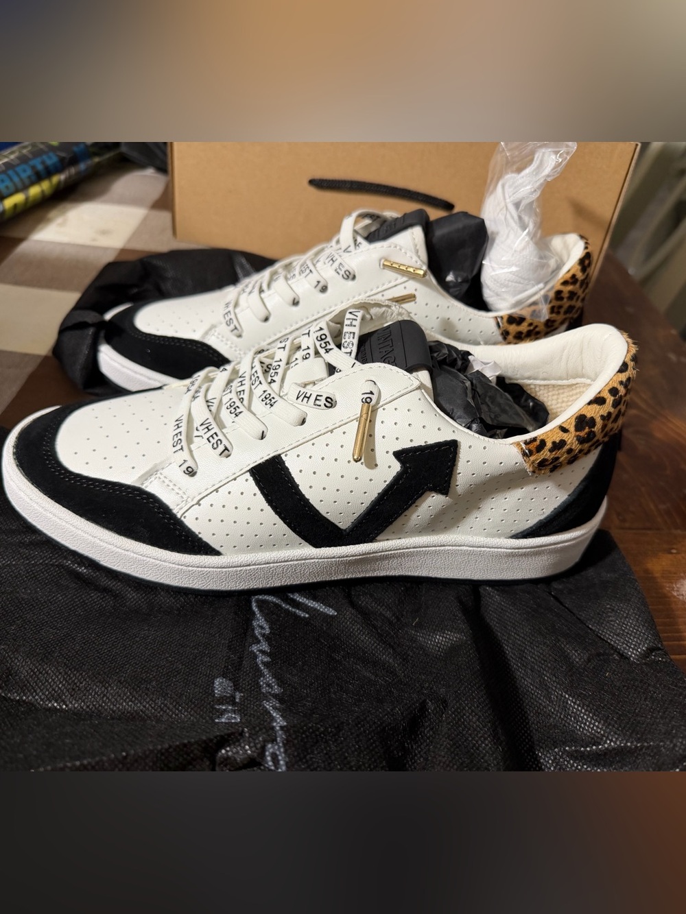 Vintage Havana White Black Leopard Accent Sneakers
